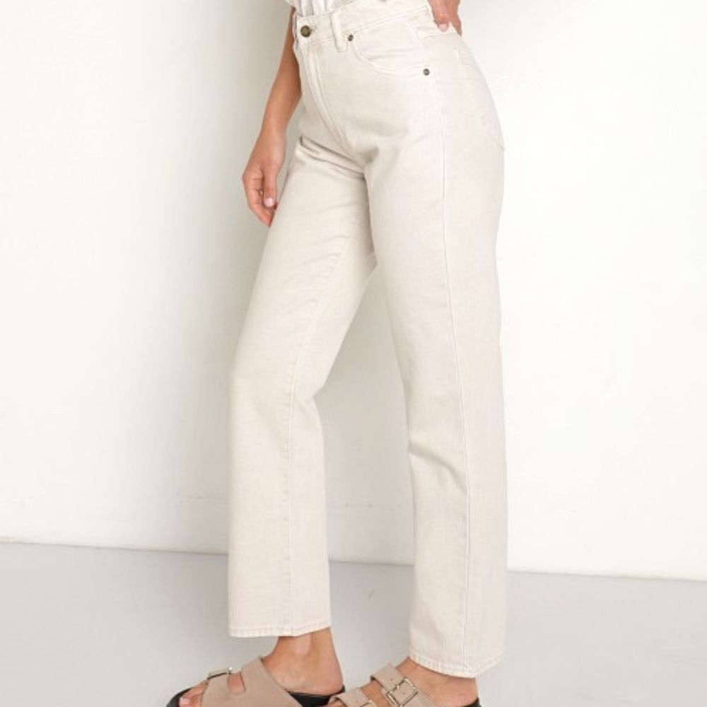 Rolla's Original High Rise Straight Leg Stone/Oyster Jeans Sz 24/Aussie 6